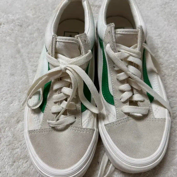 [BUNJANG] Vans Old Skool Green Suede White Sneakers US 7 / 반스 올드스쿨 그린 스웨이드 화이트 250