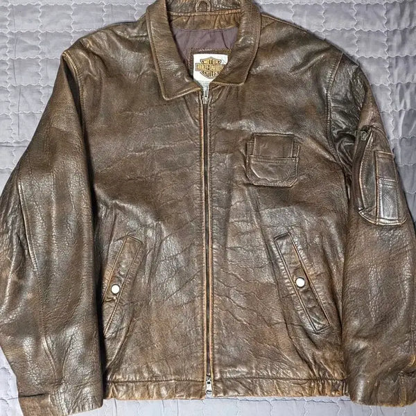 [BUNJANG] Harley-Davidson Brown Leather Flight Jacket / 할리데이비슨 플라이트 브라운 레더 자켓 40