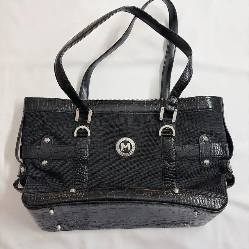 [BUNJANG] Metrociti Crocodile Pattern Tote Bag Black / 메트로시티 여성 악어무늬 토트백 검정