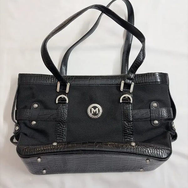 [BUNJANG] Metrociti Crocodile Pattern Tote Bag Black / 메트로시티 여성 악어무늬 토트백 검정