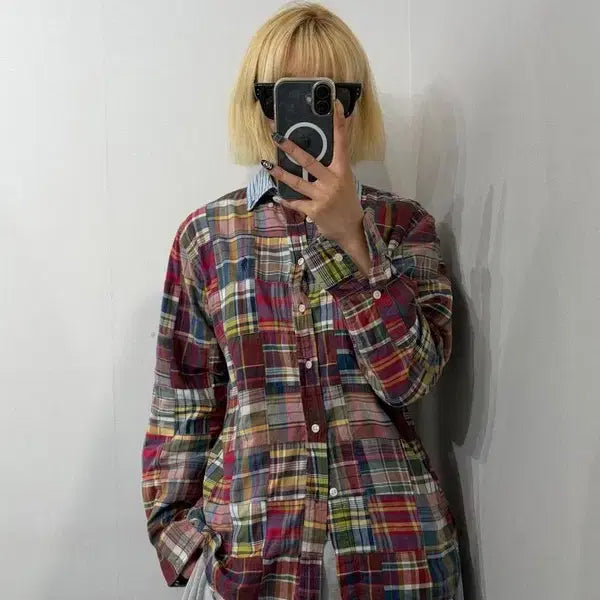 [BUNJANG] Polo Ralph Lauren Patchwork Madras Shirt / L 폴로 랄프 로렌 패치워크 마드라스 셔츠