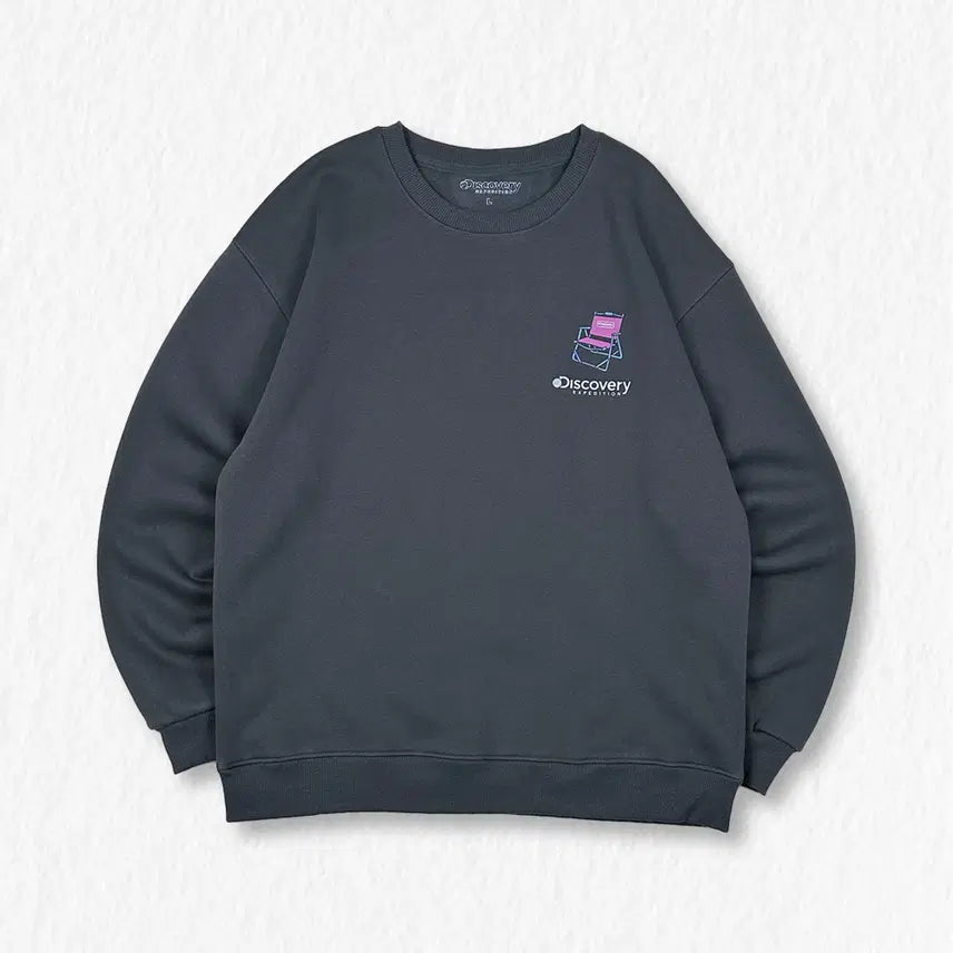 [BUNJANG] Discovery Fleece Sweatshirt Charcoal / 디스커버리 기모 맨투맨 차콜