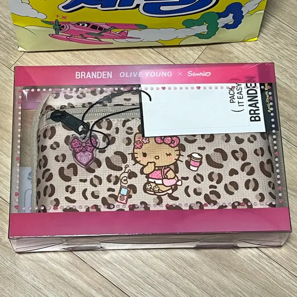 [BUNJANG] Brandon x Sanrio Leopard Wallet Bag / 브랜든 올리브영 x 산리오 레오파드 월렛백 키티 갸루키티 태닝키티