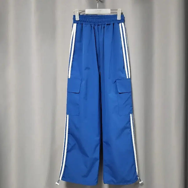 [BUNJANG] Three-Striped Cargo Jogger Wide Pants / 삼선 카고 조거 와이드 팬츠