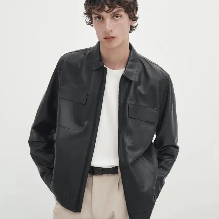 [BUNJANG] Massimo Dutti Pocket Nappa Leather Jacket Black XXL / 마시모두띠 포켓 나파 블랙 레더 자켓 xxl