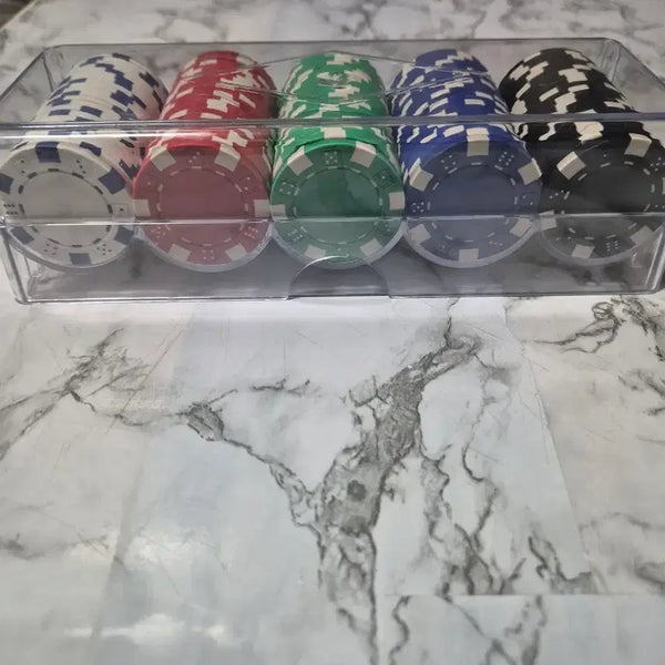 [BUNJANG] Texas Hold'em Poker Chip Set 100 pcs (Includes Clear Case) / 텍사스 홀덤 색상 컬러칩100개(투명 케이스 포함)
