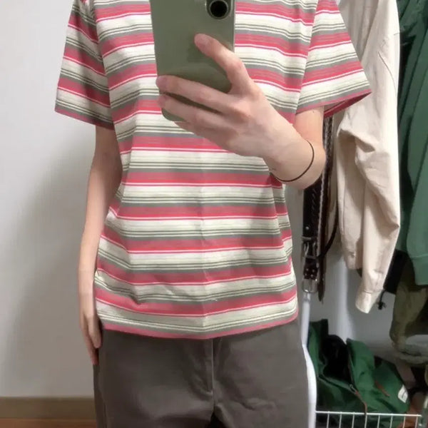 [BUNJANG] Sunlove Stripe Short Sleeve T-Shirt / 썬러브 스트라이프반팔