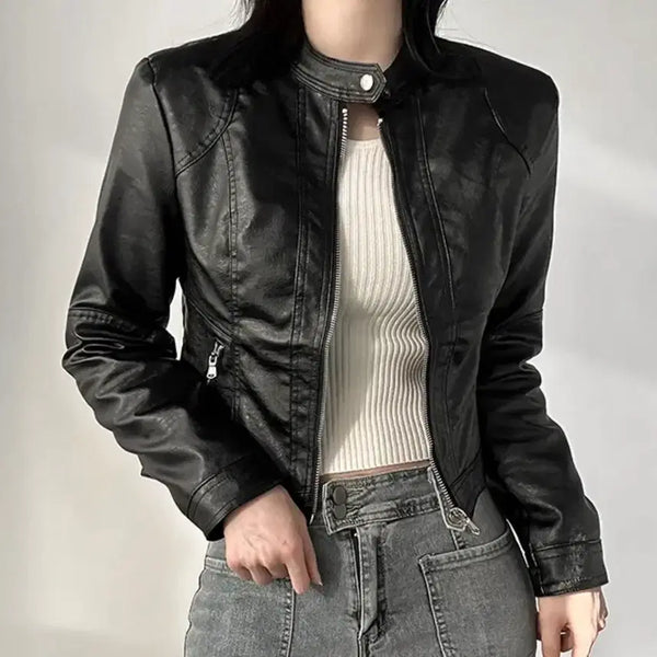 [BUNJANG] Black Leather Rider Jacket / 블랙 레더 라이더 자켓 (새상품)