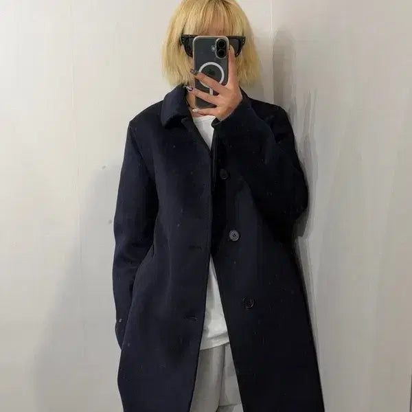 [BUNJANG] Rogatis Wool Single Button Half Coat Navy / 95 로가디스 울 싱글 버튼 하프 코트 네이비