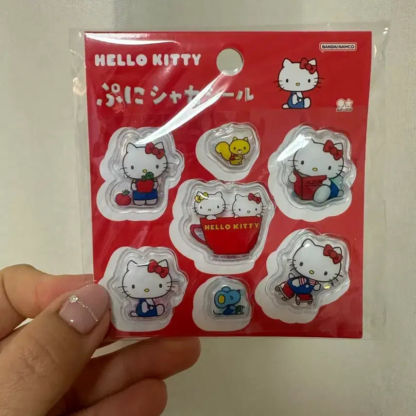 [BUNJANG] Sanrio Hello Kitty Red Sequin Shaker Sticker / 일본 산리오 키티 레드 스팽글 샤카샤카 씰 반짝 입체 볼록 스티커