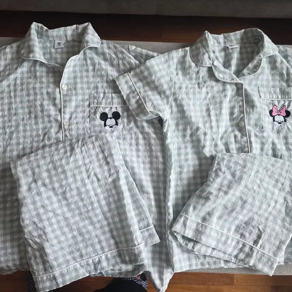 [BUNJANG] Disney Check Couple Pajama Set / 디즈니 체크 커플 잠옷 세트