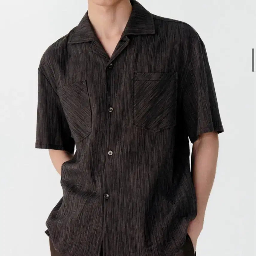 [BUNJANG] Martin Plan Bias Stripe Half Shirts - Brown / 마틴플랜 하프셔츠 Bias Stripe Half Shirts - BROWN
