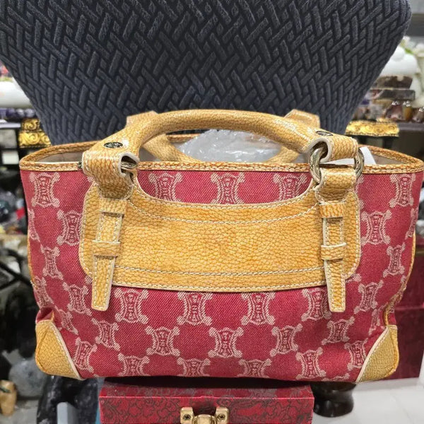 [BUNJANG] Celine Macadam Pattern Tote Bag Red/Gold / 셀린느 토트백 마카담 패턴 레드/골드