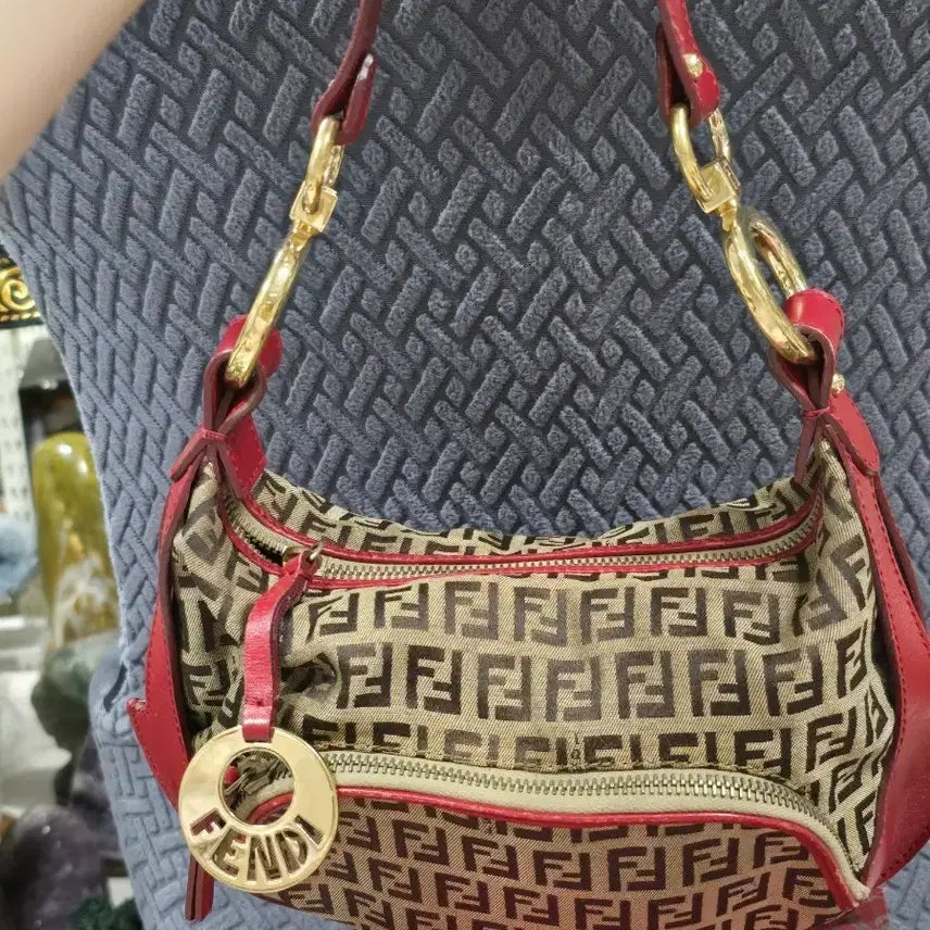 [BUNJANG] Fendi Zucca Shoulder Bag Red / 펜디 쥬카노 가방 레드