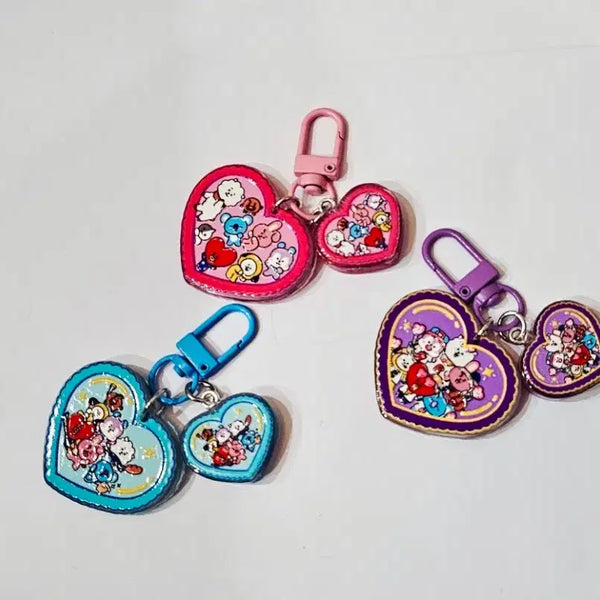 [BUNJANG] BT21 Heart Keychain Bundle Set (Pink, Blue, Purple) / BT21 하트 키링 3종 세트 일괄 1만원(새상품)