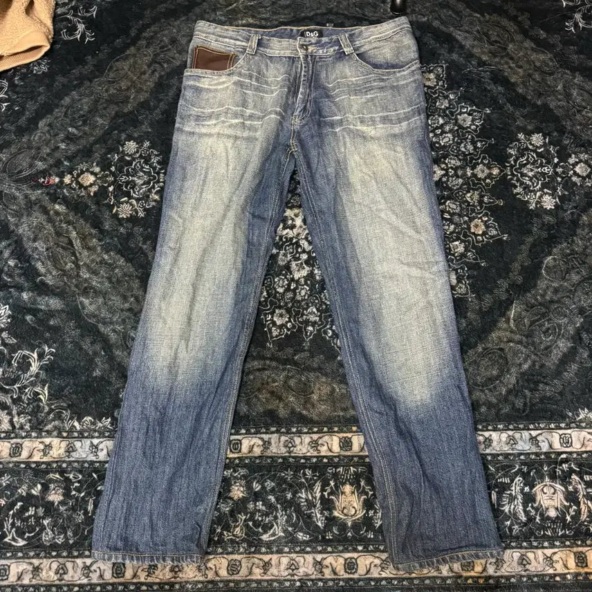 [BUNJANG] Dolce & Gabbana Leather Patch Denim Pants / 돌체앤가바나 레더패치 데님 팬츠