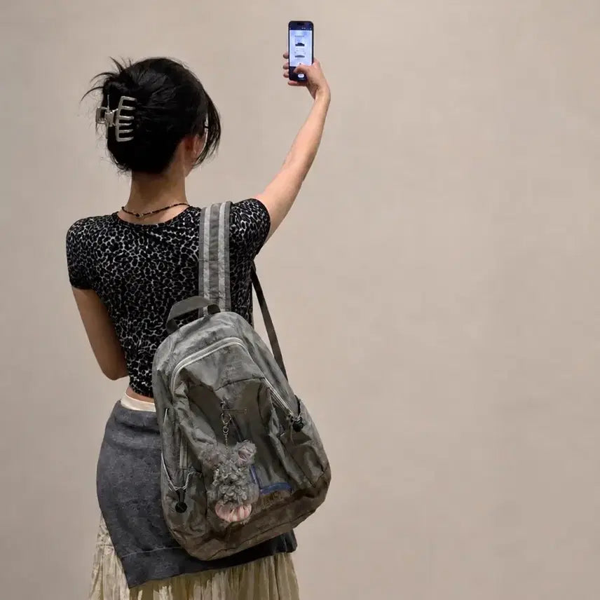[BUNJANG] Nylon Backpack Grey / 나일론 백팩 그레이색