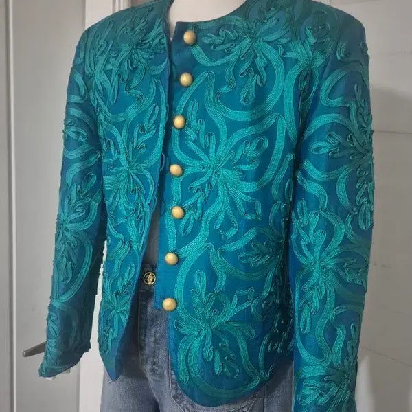 [BUNJANG] 100% Silk Ethnic Embroidered Jacket / 실크100. 에스닉 자수 재킷