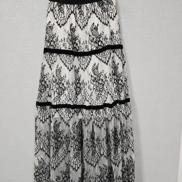 [BUNJANG] Banneake Embroidered Lace Shirring Skirt / 반에이크 자수 레이스 셔링스커트 55~66
