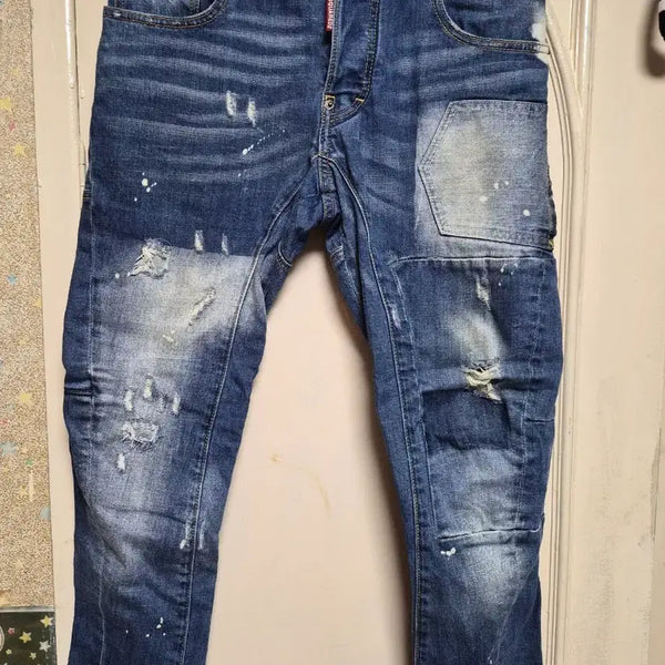 [BUNJANG] DSQUARED2 23SS Washed Distressed Patch Detail Jeans / 디스퀘어드2 청바지 23SS 워싱 데미지 패치 디테일