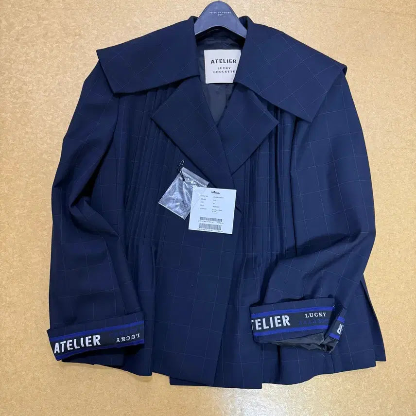 [BUNJANG] Lucky Chouette Atelier Sailor Double Jacket Navy Check / 럭키슈에뜨 아뜰리에 세일러 네이비 체크 더블 자켓