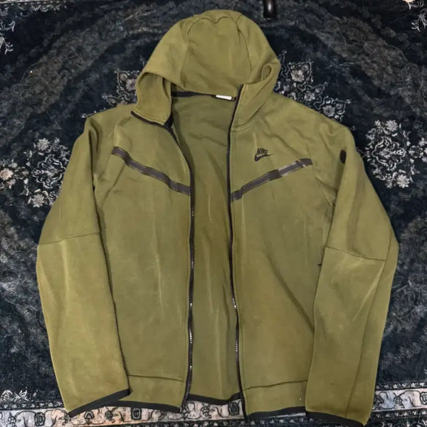 [BUNJANG] Nike Tech Fleece Full Zip Hoodie Olive / 나이키 테크팩 후드 집업 올리브