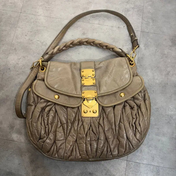 [BUNJANG] Miu Miu Vintage Copper Leather Shoulder Bag / 미우미우 빈티지 코퍼 가죽 숄더백