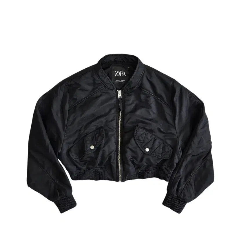 [BUNJANG] Zara Women's Vintage Crop Bomber Jacket / ZARA 자라 빈티지 여성 크롭 봄버 자켓