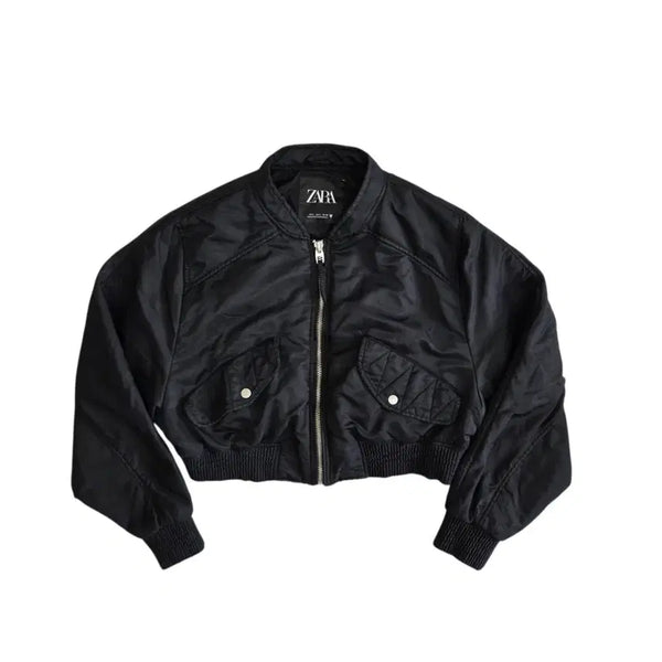 [BUNJANG] Zara Women's Vintage Crop Bomber Jacket / ZARA 자라 빈티지 여성 크롭 봄버 자켓