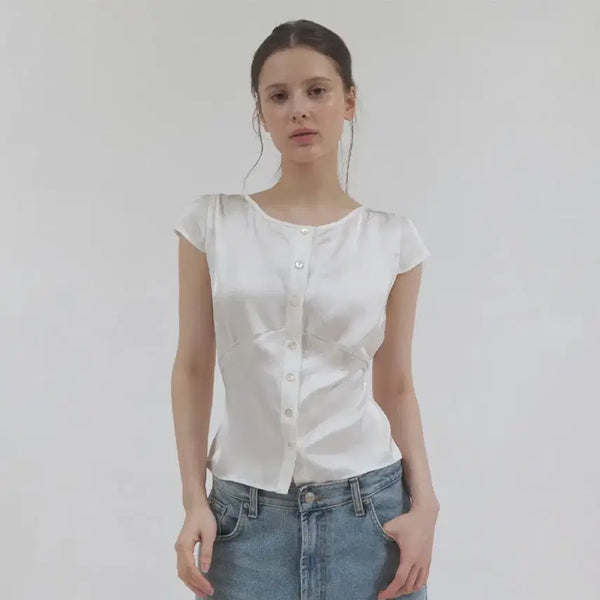 [BUNJANG] Headment Soft Gleam Blouse (White) / 헤더먼트 soft gleam blouse (white)