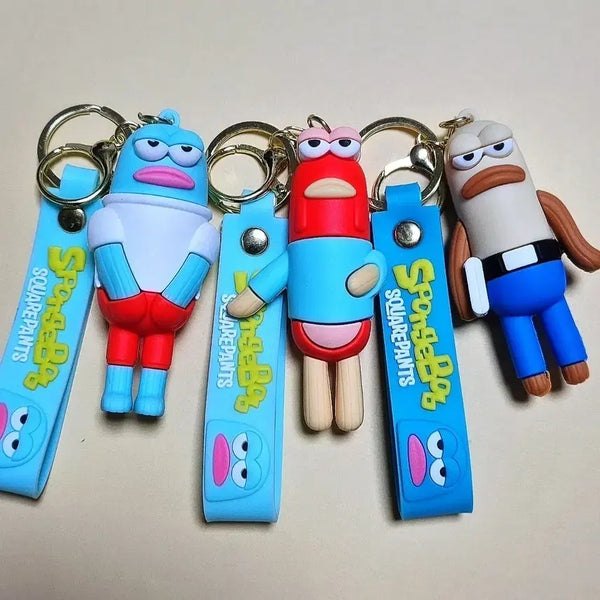 [BUNJANG] SpongeBob Bikini Bottom Silicone Keychain Set / 스펀지밥 비키니시티 실리콘키링 새상품 3개 같이 세트