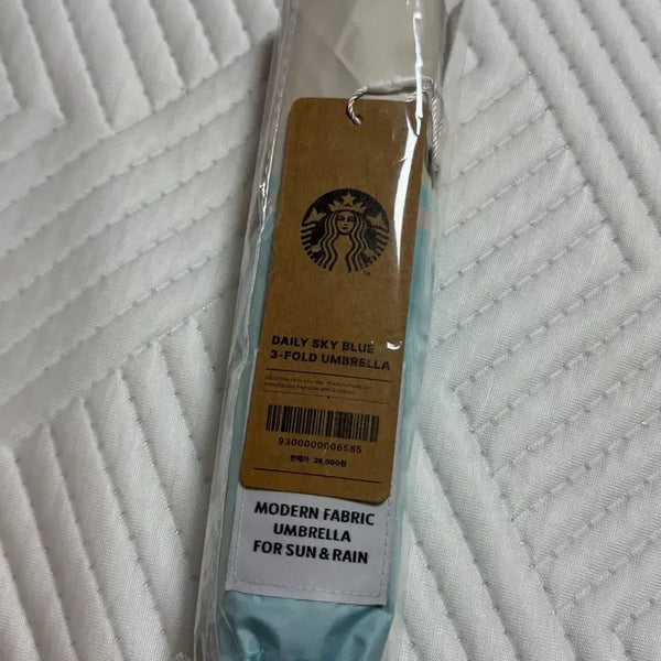 [BUNJANG] Starbucks Daily Sky Blue 3-Section Umbrella / 스타벅스 양우산 블루