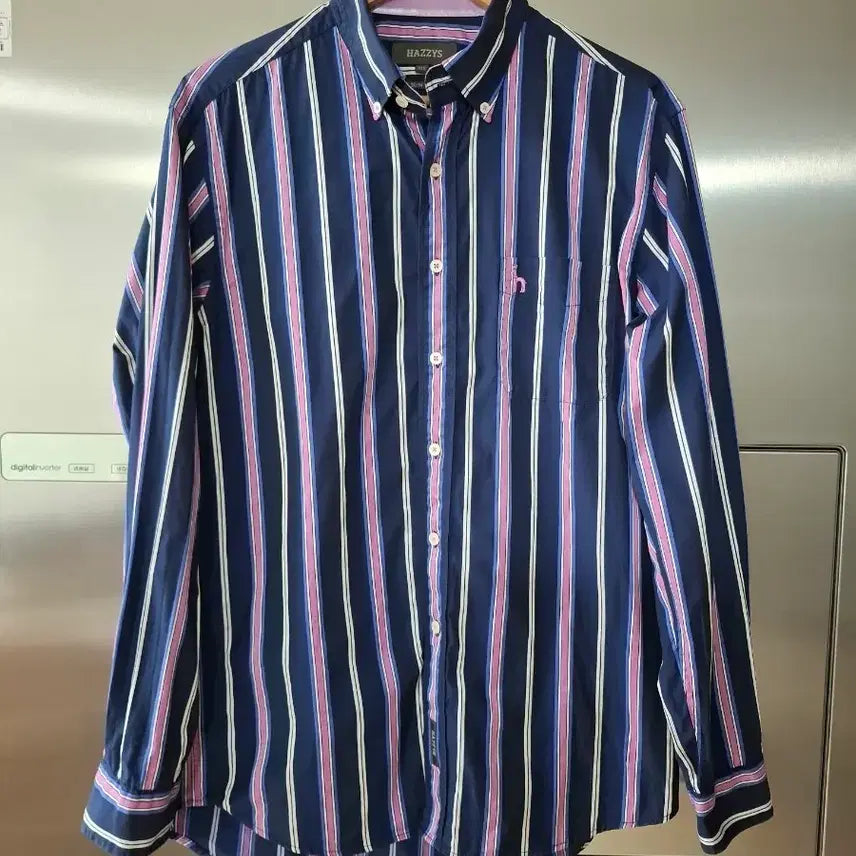 [BUNJANG] Hazzys Striped Shirt Navy / 헤지스 스트라이프 셔츠 네이비