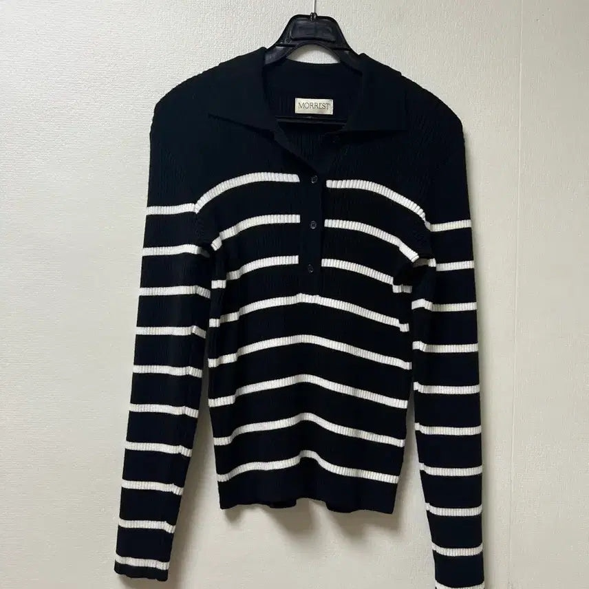 [BUNJANG] Benito S/S 25 Stripe Collar Knit / 베니토 s25 스트라이프 카라 니트 55