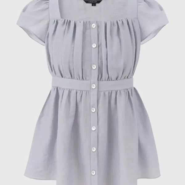[BUNJANG] Lookast Emilia Shirring Blouse (Blue) / 룩캐스트 에밀리아 셔링 블라우스 (blue)