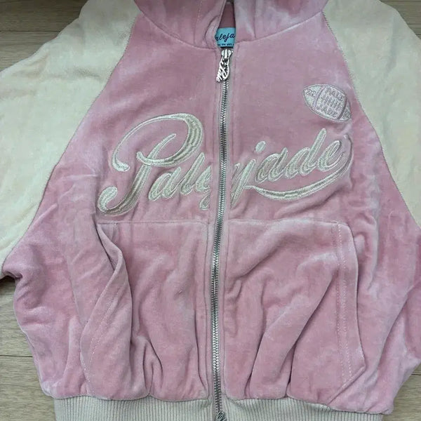 [BUNJANG] Fade Jade Velvet Varsity Hoodie / 페일제이드 벨벳 바시티 후디