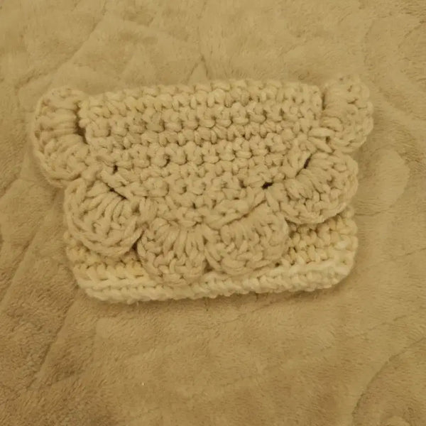 [BUNJANG] Hand-Knitted Beige Floral Card Wallet / 카드지갑 베이지 새상품