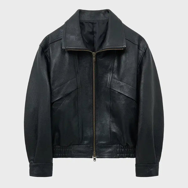 [BUNJANG] Noir Antic Cow Leather High Neck Blouson 50 / 노이어 엔틱 카우 레더 하이넥 블루종 50