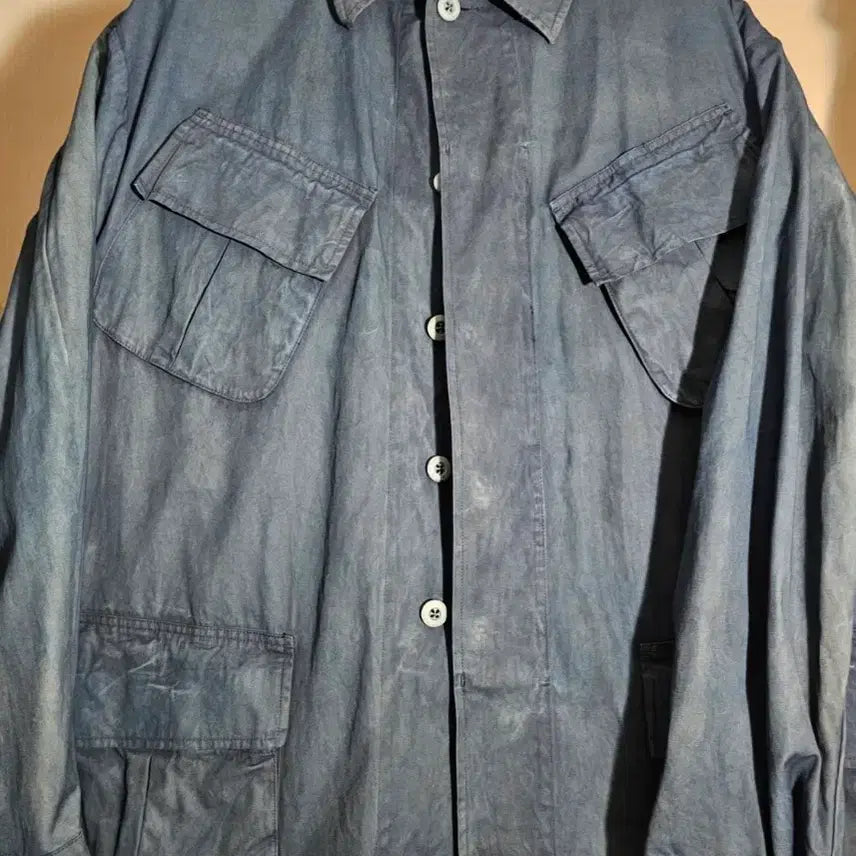 [BUNJANG] L Mud-dyed Fatigue Jacket / [L] 가지록 인디고 머드다이드 퍼티그 자켓