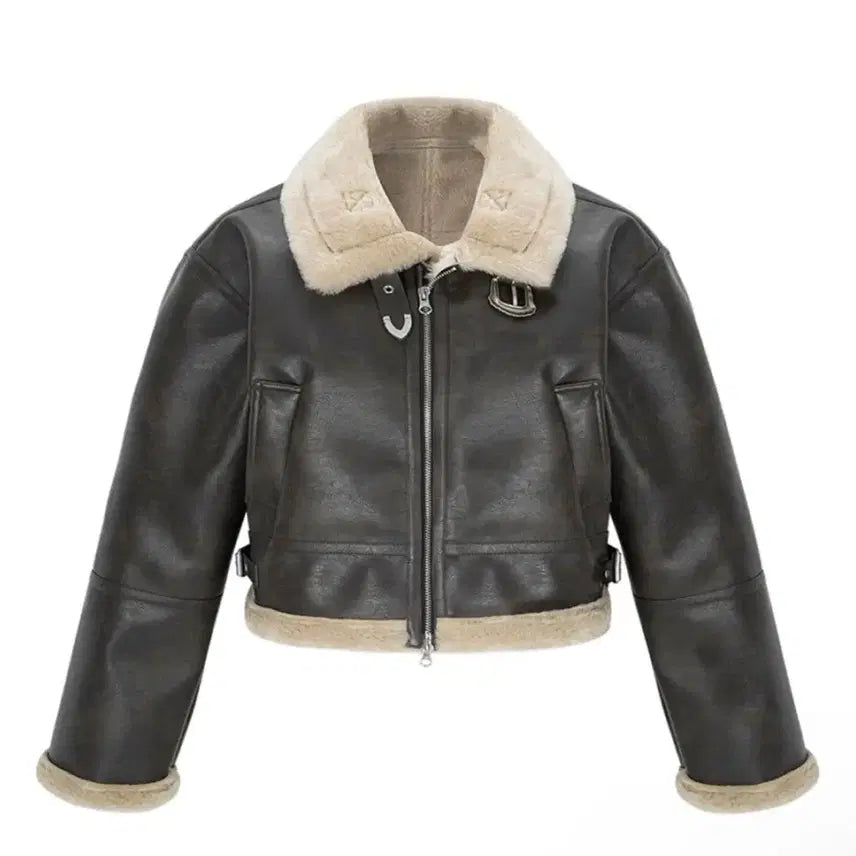[BUNJANG] Myuun Cropped Mustang Jacket Brown / (@364d_) myuun 뮨 크롭 무스탕 브라운