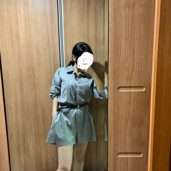[BUNJANG] Grey Jumpsuit Shirt / 그레이 점프수트 점프슈트 셔츠 남방