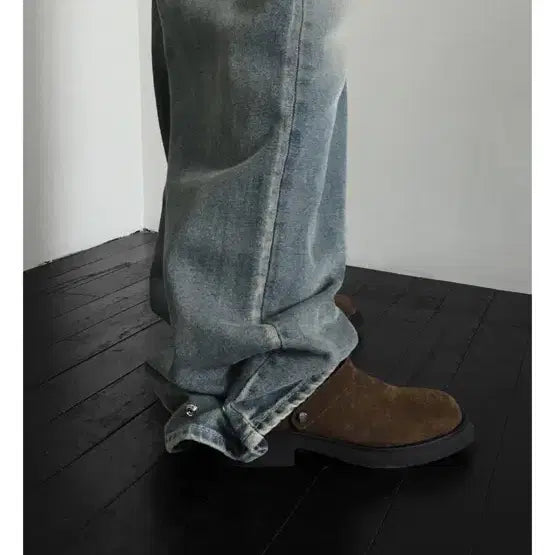 [BUNJANG] Manique Vintage Snap Button Wide Denim Pants / 빈티지 스냅버튼 와이드 데님팬츠 매니크