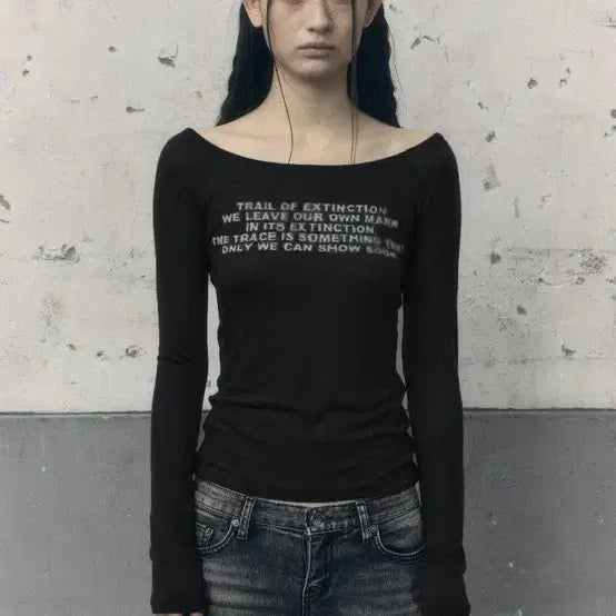 [BUNJANG] Bohemian Seoul Printed Long Sleeve Black / 보헤미안서울 프린티드 롱슬리브 블랙