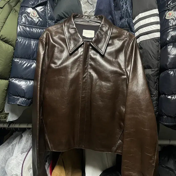 [BUNJANG] NUMARE Jace Cow Leather Cropped Jacket Brown Size M / [M사이즈] 누마레 제이스 카우레더 크롭 가죽자켓
