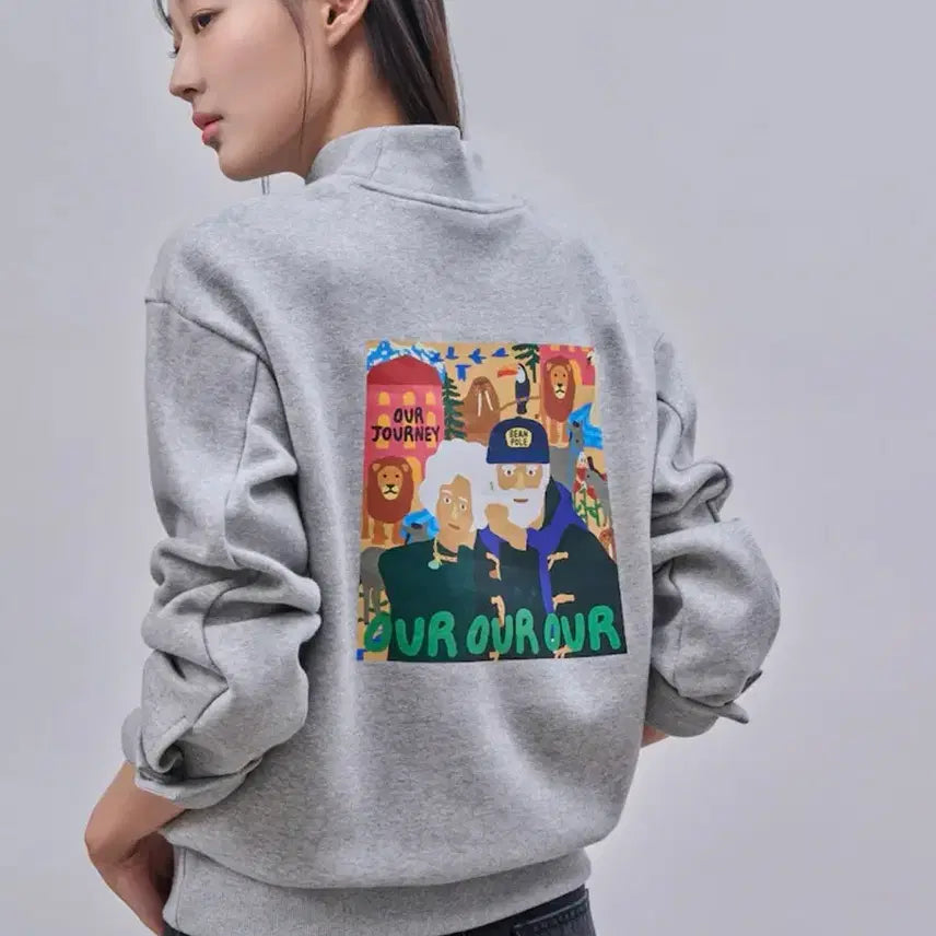 [BUNJANG] Beanpole Mock Neck Back Printing Sweatshirt / (새상품) 빈폴 모크넥 백프린팅 맨투맨 셔츠