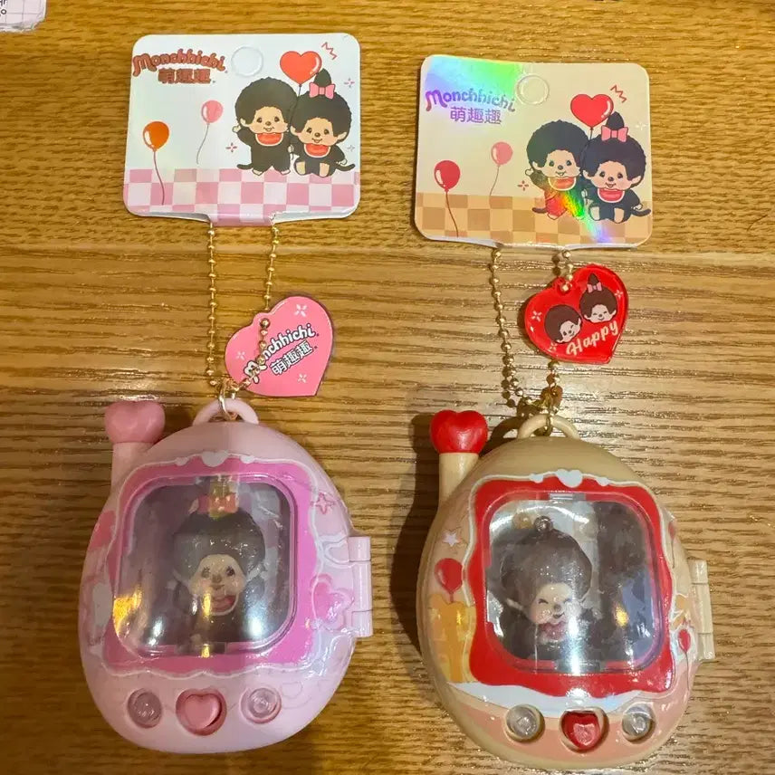 [BUNJANG] Monchhichi Tamagotchi Keycap Keychain Set / 몬치치 다마고치 키캡 키링 2종세트
