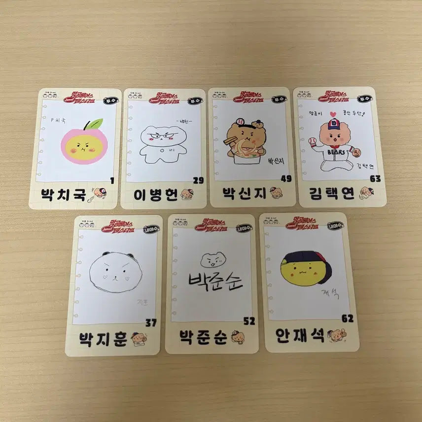 [BUNJANG] Doosan Bears MangGom Photocard Set (7 Types) / 두산 망곰 포토카드 포카 7종