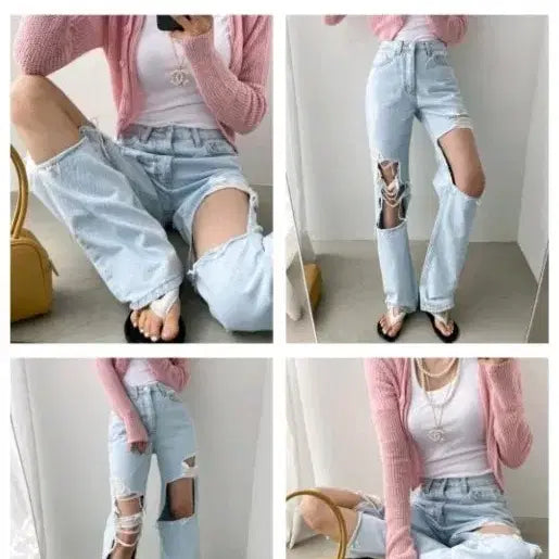 [BUNJANG] Light Blue Ripped Jeans / 연청찢청