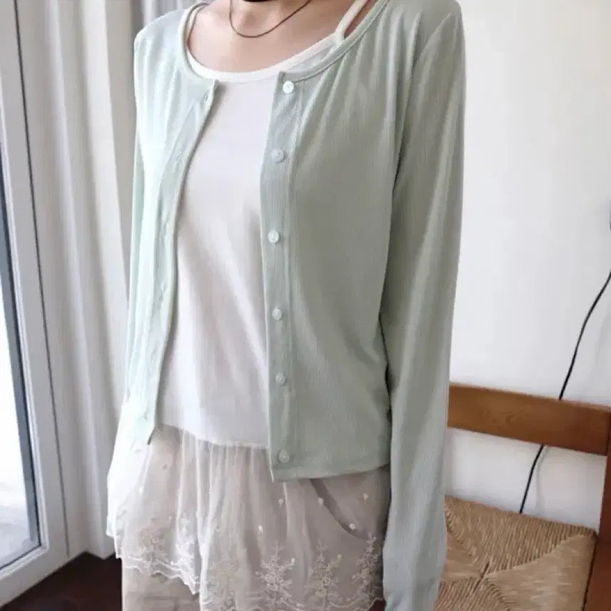 [BUNJANG] Frommuse Light Round Cardigan Mint / 프롬뮤즈 라이트 라운드 가디건 민트