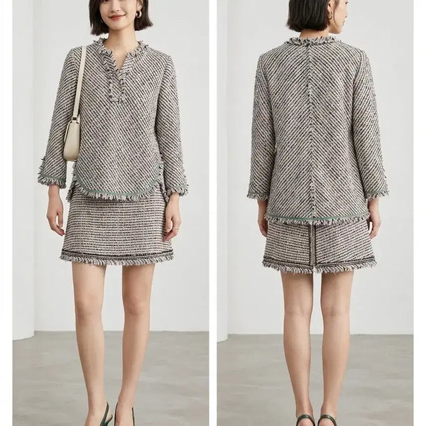 [BUNJANG] MINE Tweed Setup Jacket & Skirt Set / 한섬 MINE 마인 정품 트위드 셋업 / 자켓+스커트 66적당